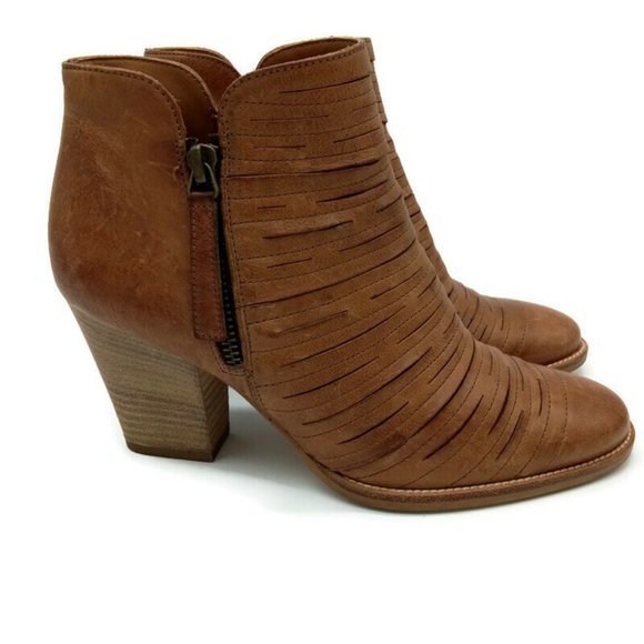 Paul Green Shoes - Paul Green Tan Malibu Sliced Leather Ankle Boots